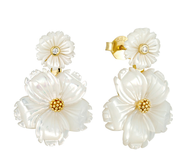 Mother of Pearl Flower Earrings