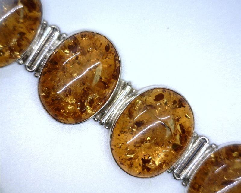 Sterling Silver Amber Bracelet 7-8