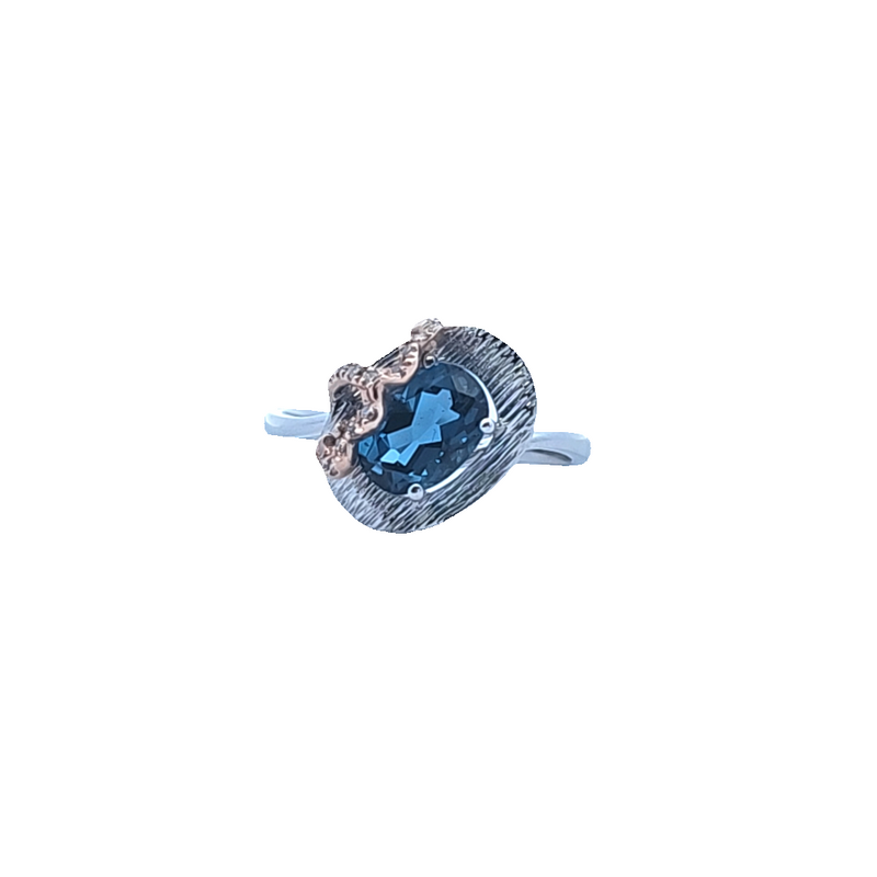 14K London Blue Topaz & Diamond Ring