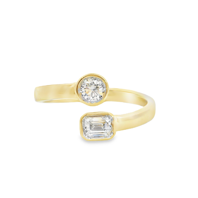 14K YG 2 Stone Diamond Band Ro