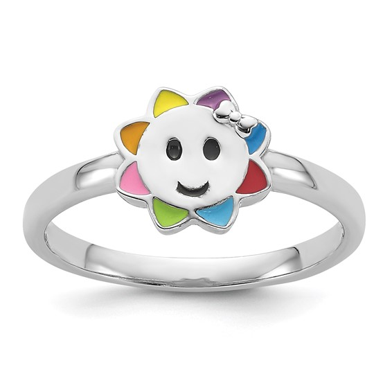 Sterling Rainbow Sun Children's Ring