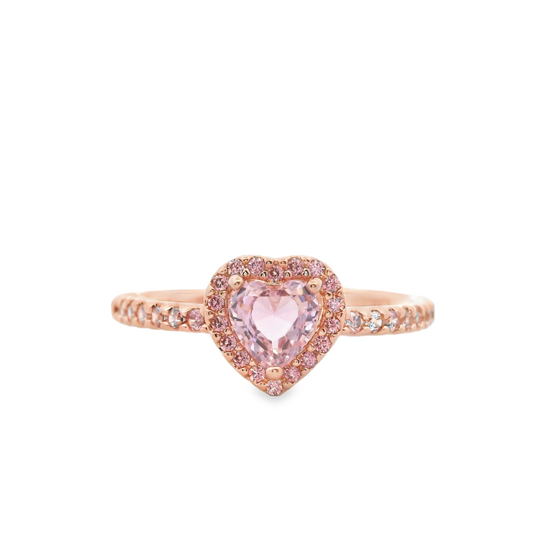 Rose Gold Plated Pandora Heart Shape CZ Ring