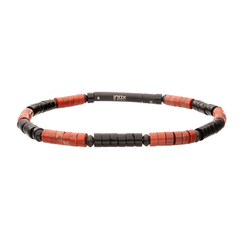 Inferno (Red Jasper / Onyx) Heishi Bead Bracelet