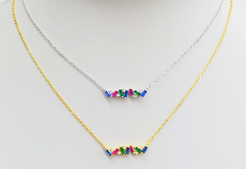 Multi Color Baguette Necklace