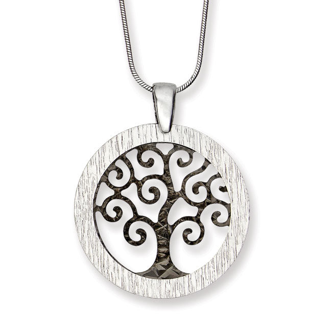 SS Black Rhodium Tree of Life Pendant w/ 18