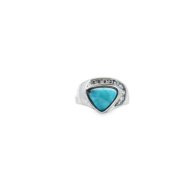 Sterling Silver Larimar & CZ R