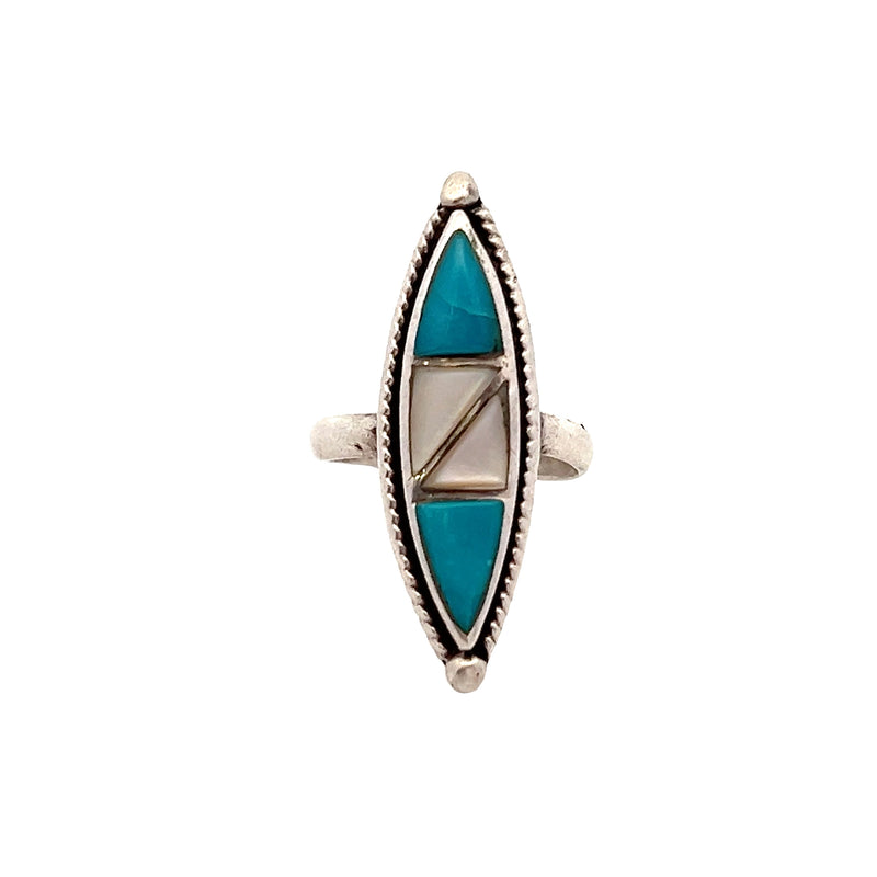 Sterling Silver Turquoise & Mother of Pearl Ring