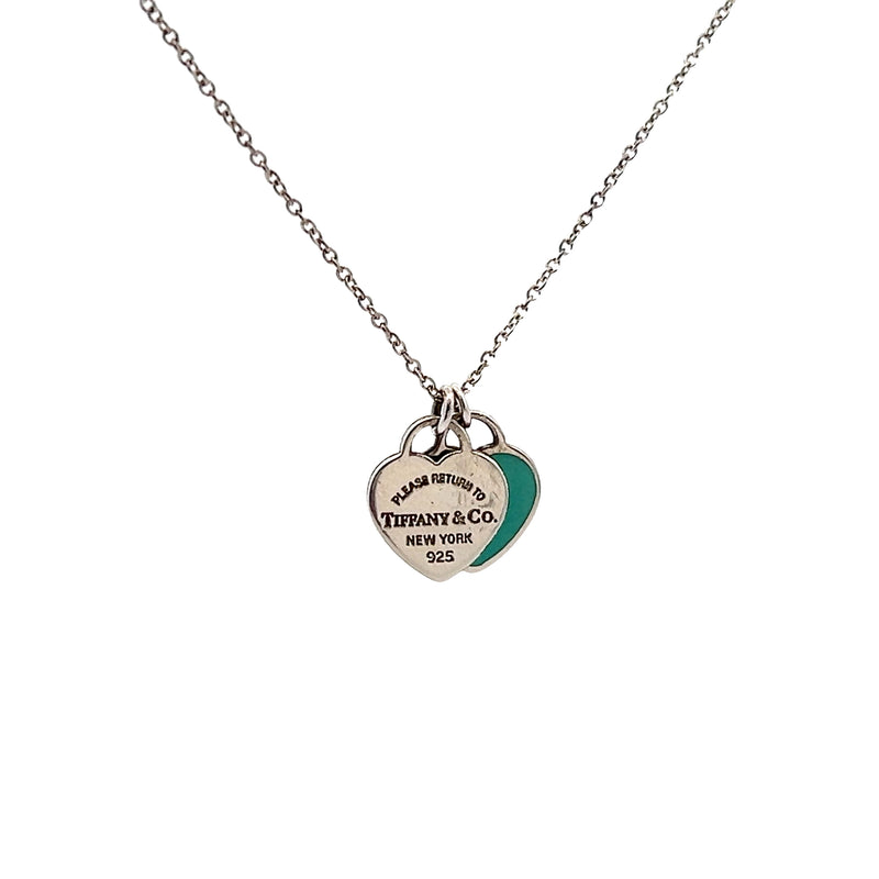 Tiffany & Co Sterling Silver Double Heart Necklace