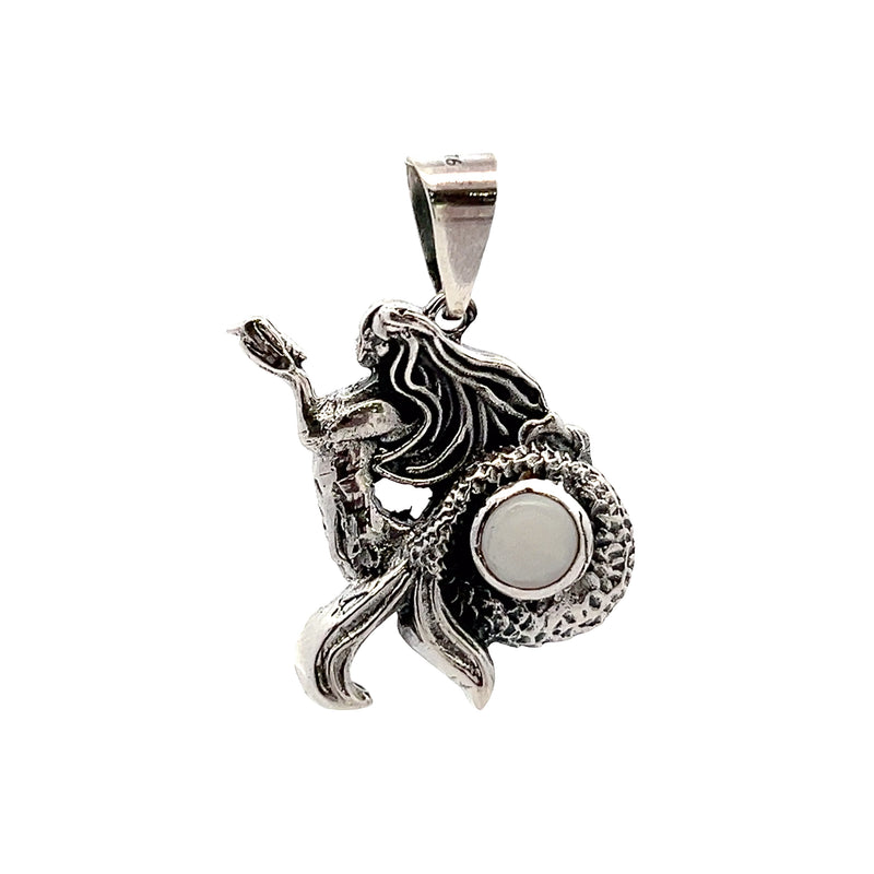 Sterling Silver Pearl Mermaid Pendant