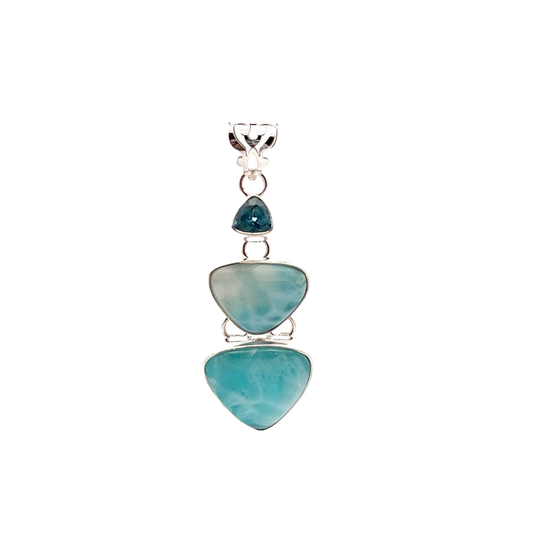 Sterling Silver Larimar & Blue Topaz Pendant