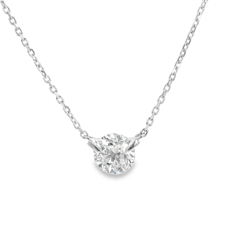 18K WG Solitaire Diamond Necklace