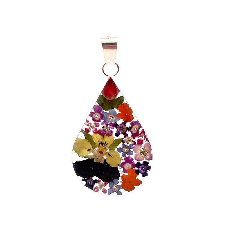 Sterling Silver Flower Resin Pendant