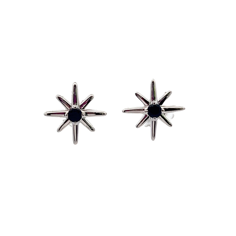 Sterling Silver Created Sapphire Stud Earrings