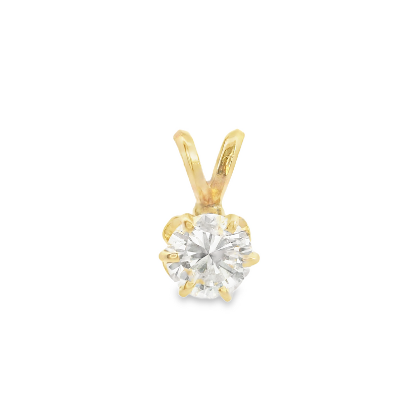 14K YG Solitaire Diamond Pendant