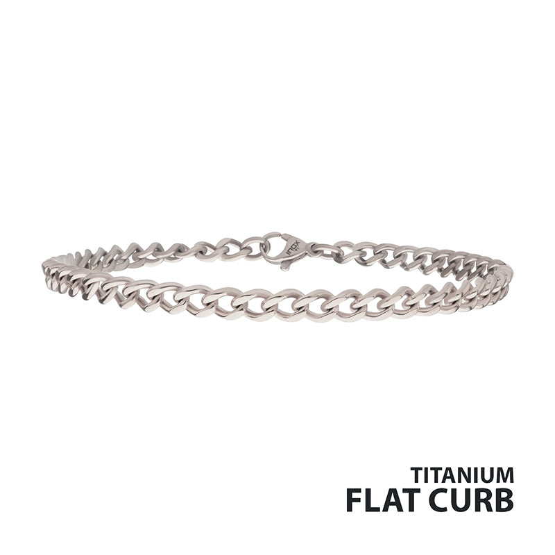 4.35mm Titanium Flat Curb Chain Bracelet 8.5
