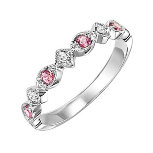 10K WG PINK TOURMALINE & DIAMOND BAND