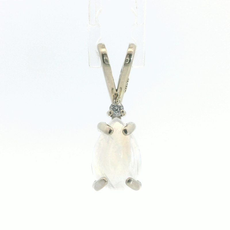 14K WG Moonstone & Diamond Pendant