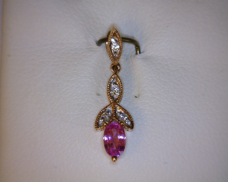 14K RG SAPPHIRE/DIAMOND PENDANT