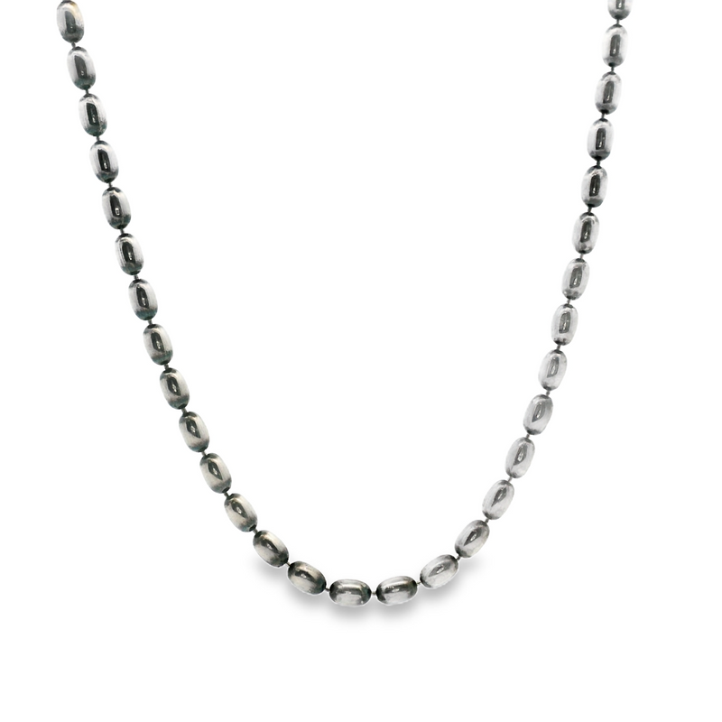 Sterling Silver Elongated Beaded Necklace 24