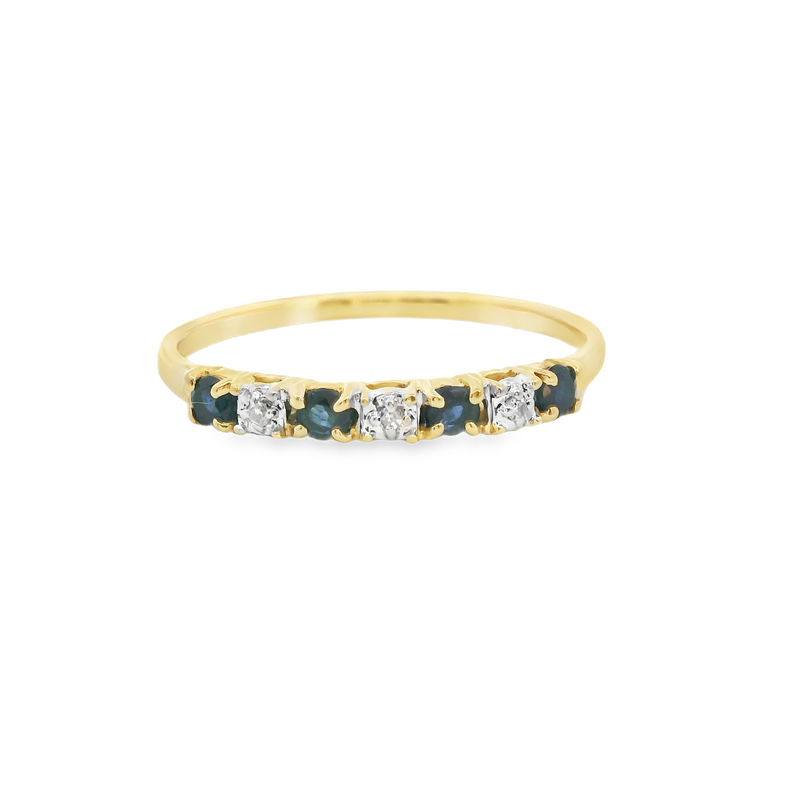 10K YG Emerald & White Sapphire Ring