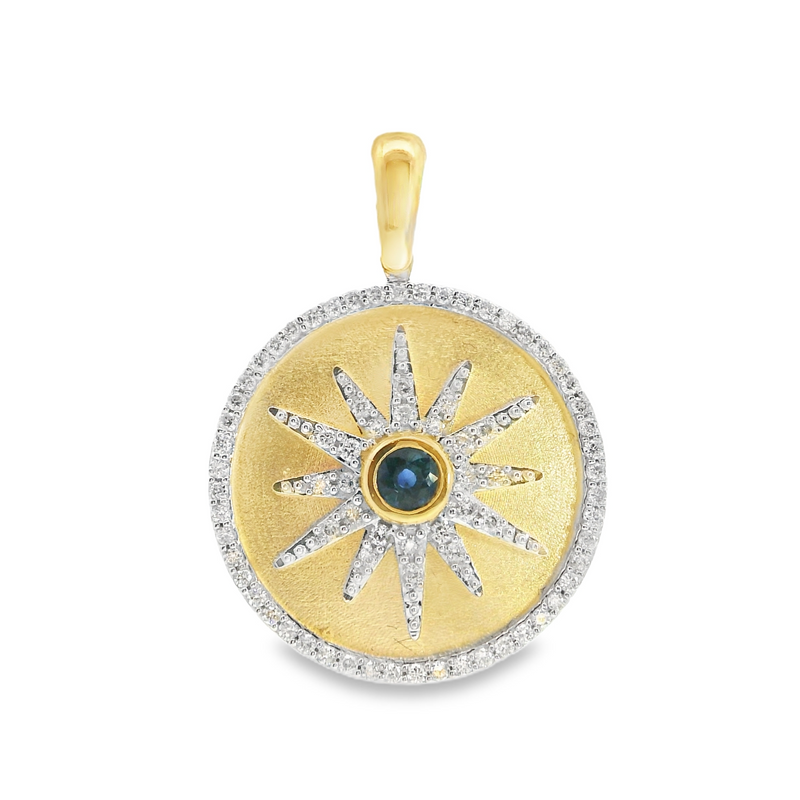 14K YG Sapphire & Diamond Pendant