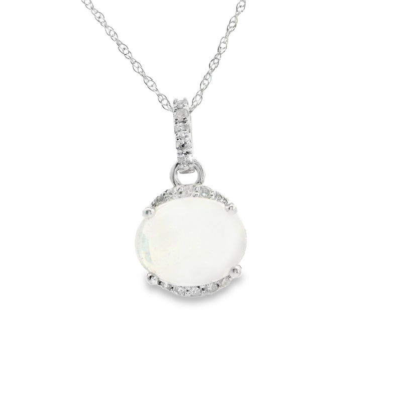 10K WG Opal & Diamond Pendant