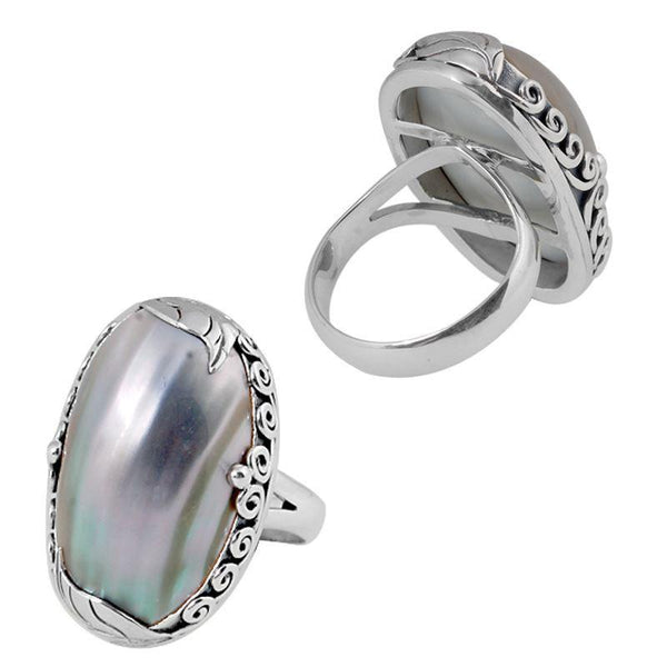 Sterling Silver Ring With Shell Size 8