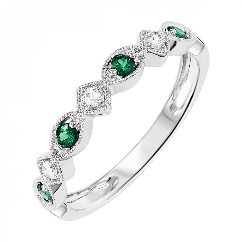 10K WG EMERALD & DIAMOND BAND DIA=0.05 EM=0.16