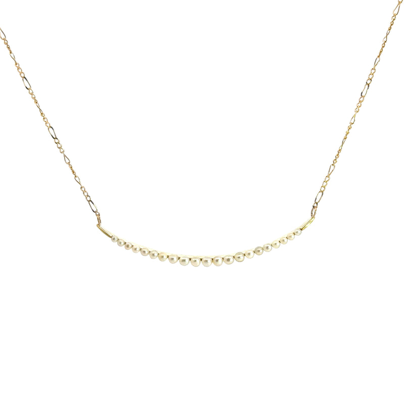 14K YG Pearl Bar Necklace