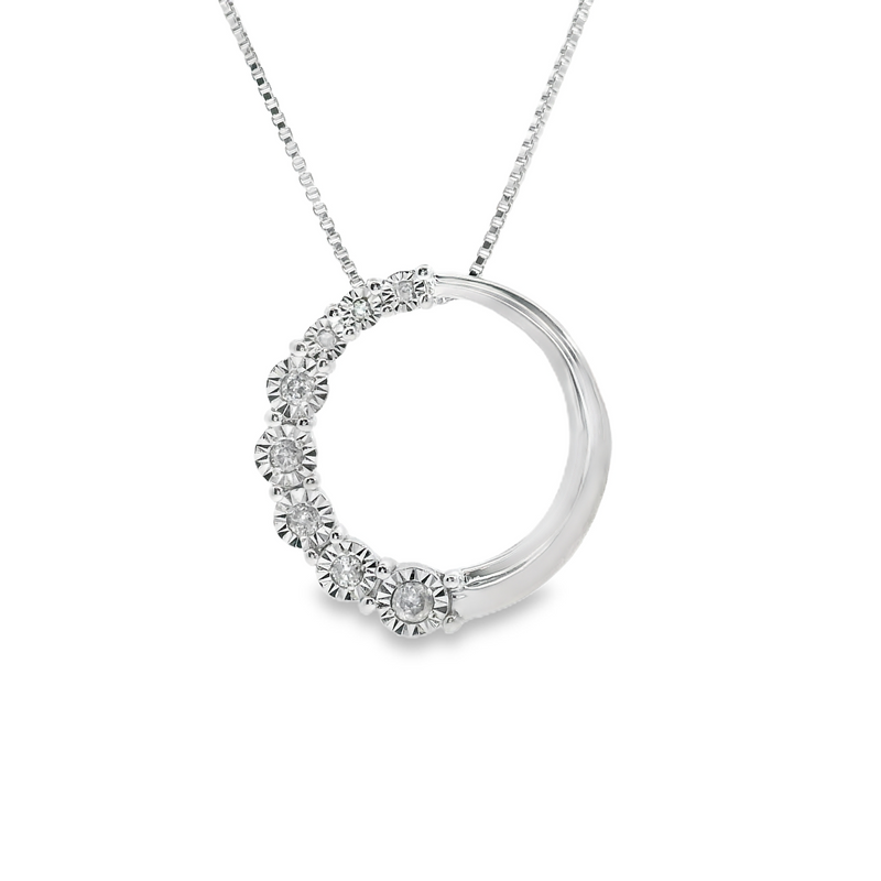 Sterling Silver Circle Diamond Pendant