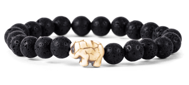 Elephant Tracking Bracelet in Lava Stone