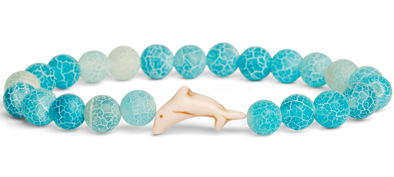 Dolphin Bracelet Aqua Blue Beads