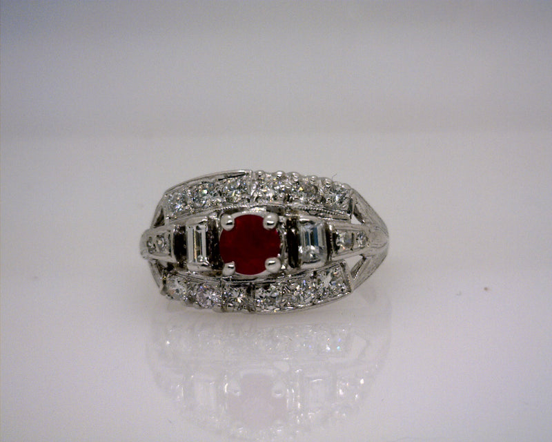 14K WG RUBY/DIAMOND RING