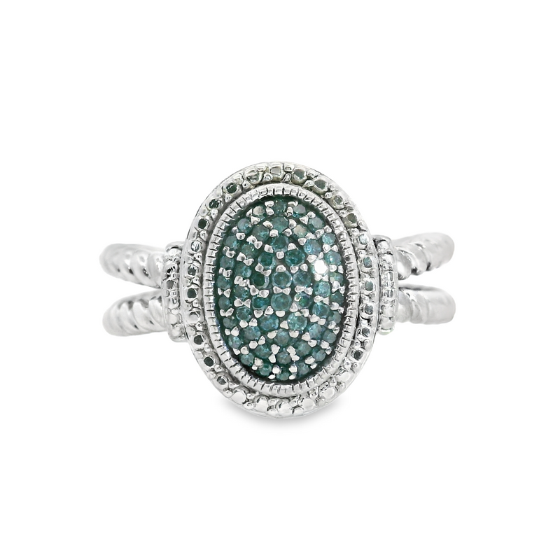 Sterling Silver Blue Diamond Ring