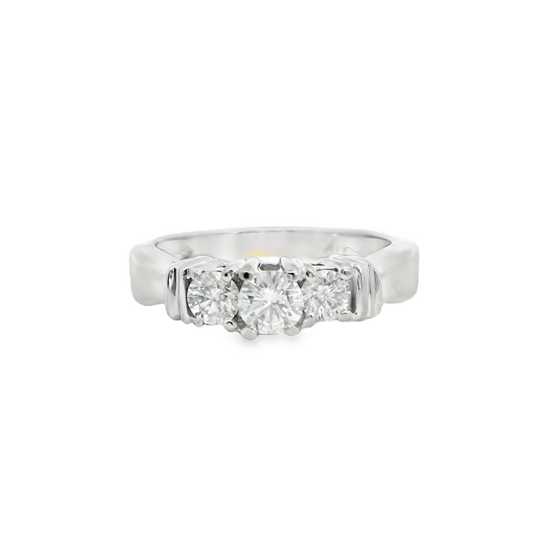 14K WG 3 Stone Diamond Ring