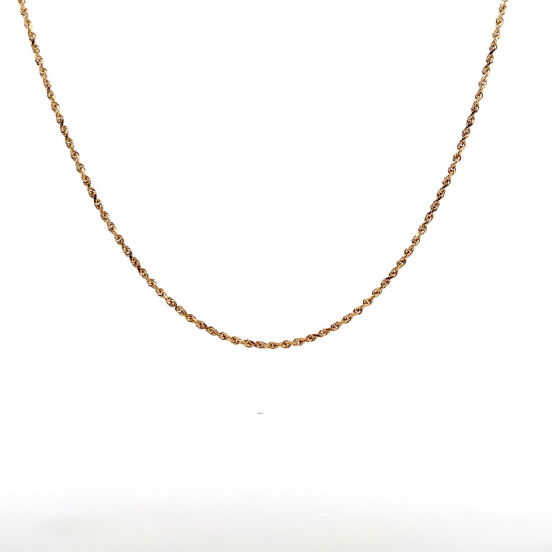 14K YG Diamond Cut Rope Chain 18