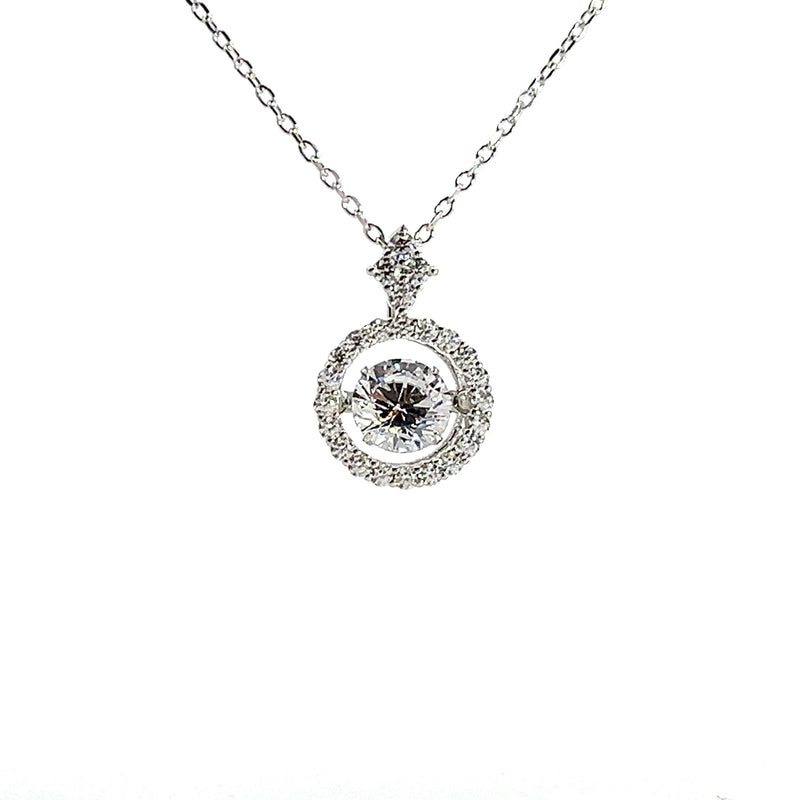 STERLING SILVER CZ DANCING CENTER PENDANT
