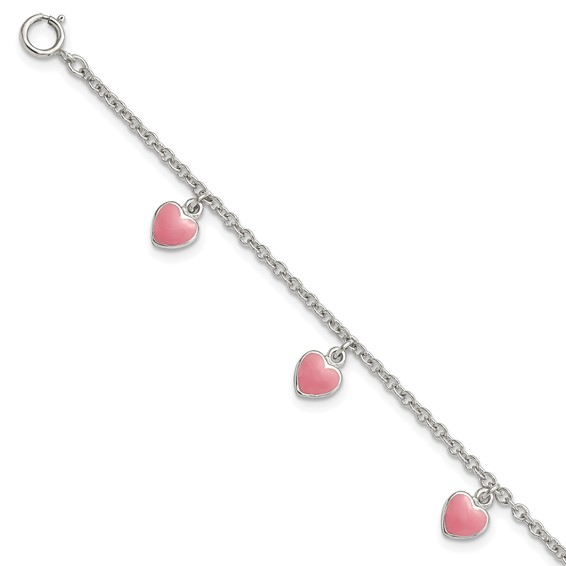 Sterling Silver Kids Heart Bracelet