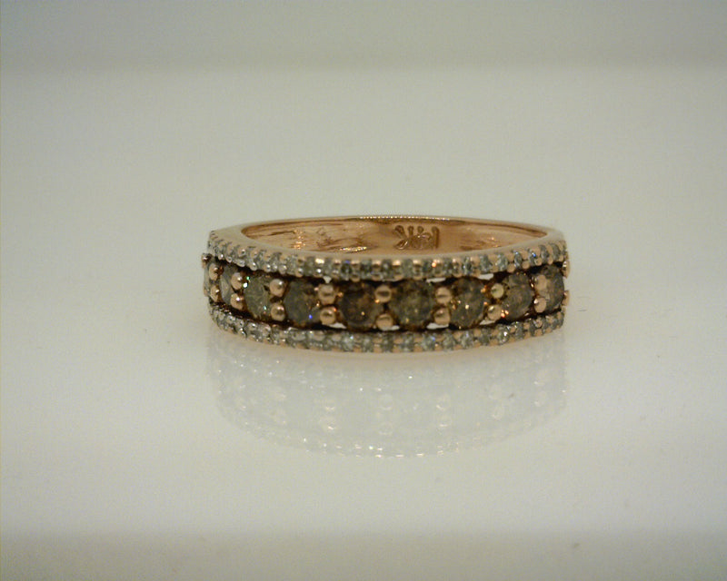 14K RG CHOCOLATE/WHITE DIAMOND RING