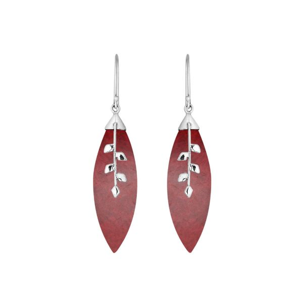 Sterling Silver Earring With Reconstituted Coral