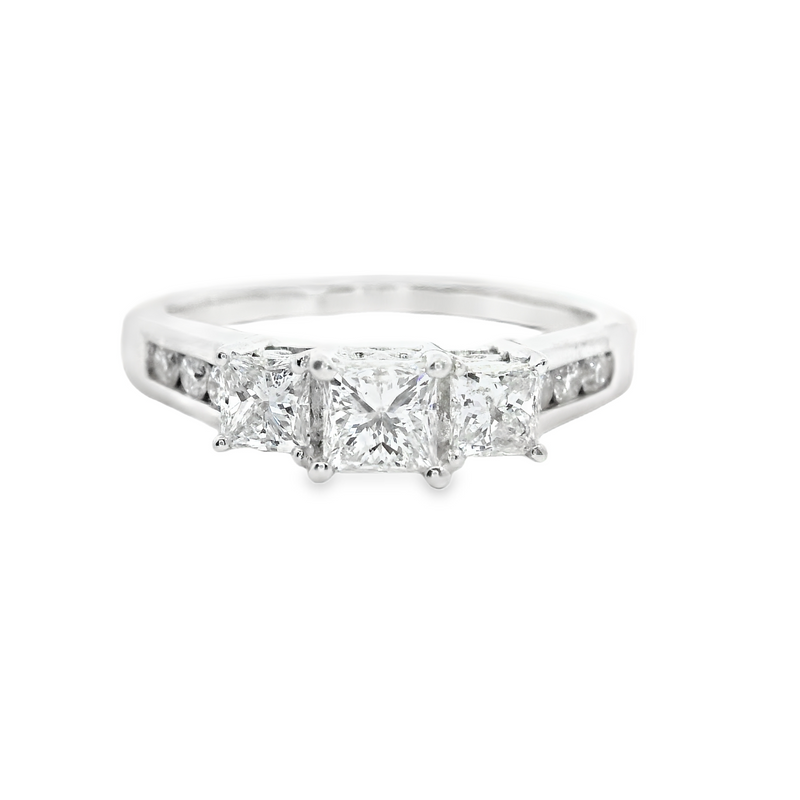 14K WG 3- STONE DIAMOND BAND