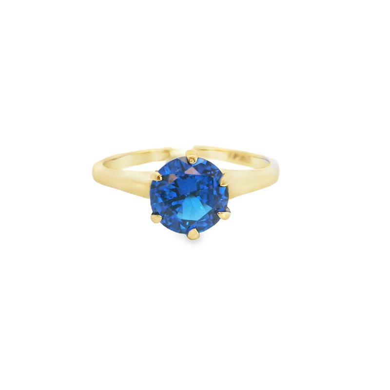 10K YG Blue Glass Ring