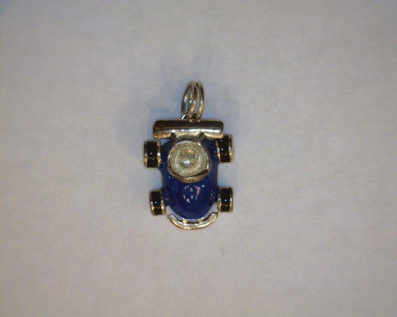 STERLING SILVER ENAMEL CAR CHA