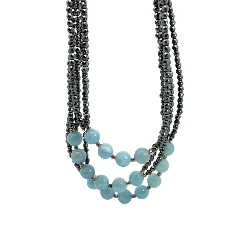 SS Hematite & Chalcedony Necklace