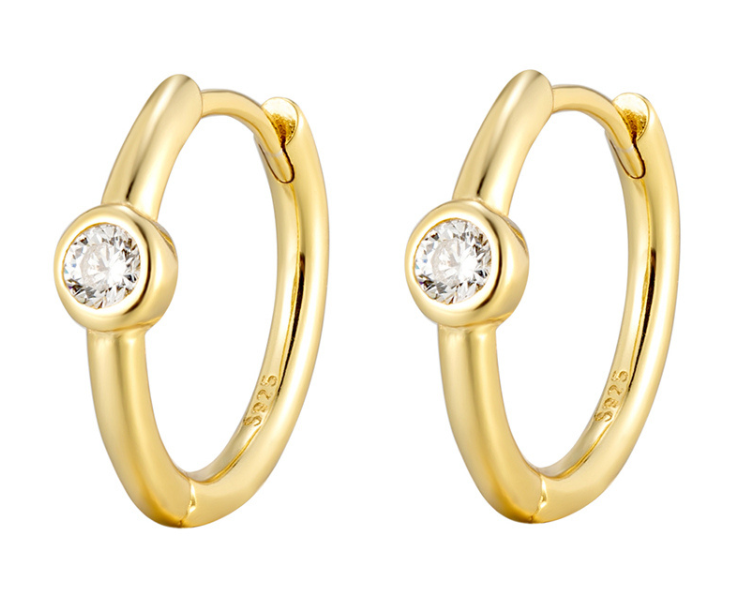 Gold Plated CZ Hoop Earrings