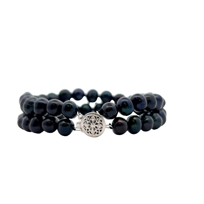 Sterling Silver Double Pearl Bracelet