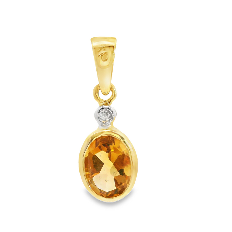 10K YG Citrine & Diamond Pendant