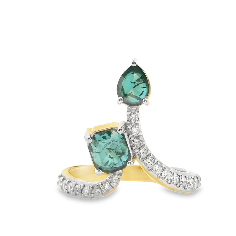 14K YG Blue Salt & Pepper Diamond Ring