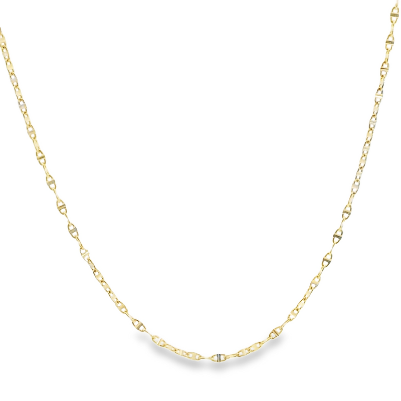 10K YG Fancy Diamond Cut Link Chain 18