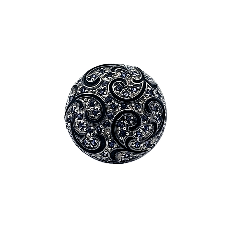 Sterling Silver Iolite & Black Enamel Ring